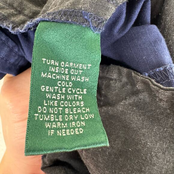 Lauren Active By Ralph Lauren 100% Cotton Navy Blue Cropped Cargo Pants Size 4 - Picture 9 of 9